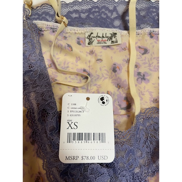 Sold - NWT New Free People Lace-Trim Floral Slip Dress Size XS - Picture 7 of 11